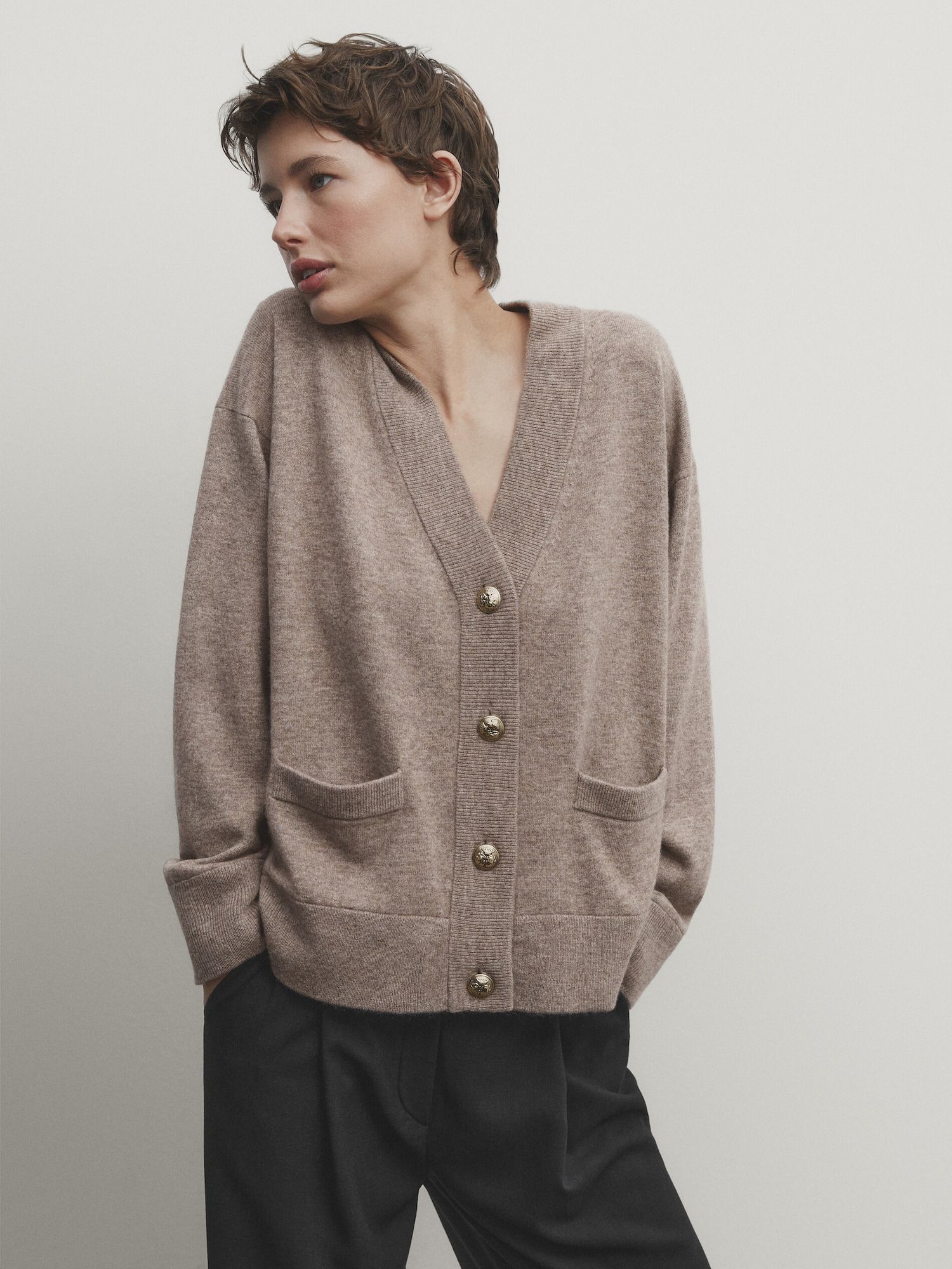 Wool blend knit cardigan with pockets | Massimo Dutti (US)