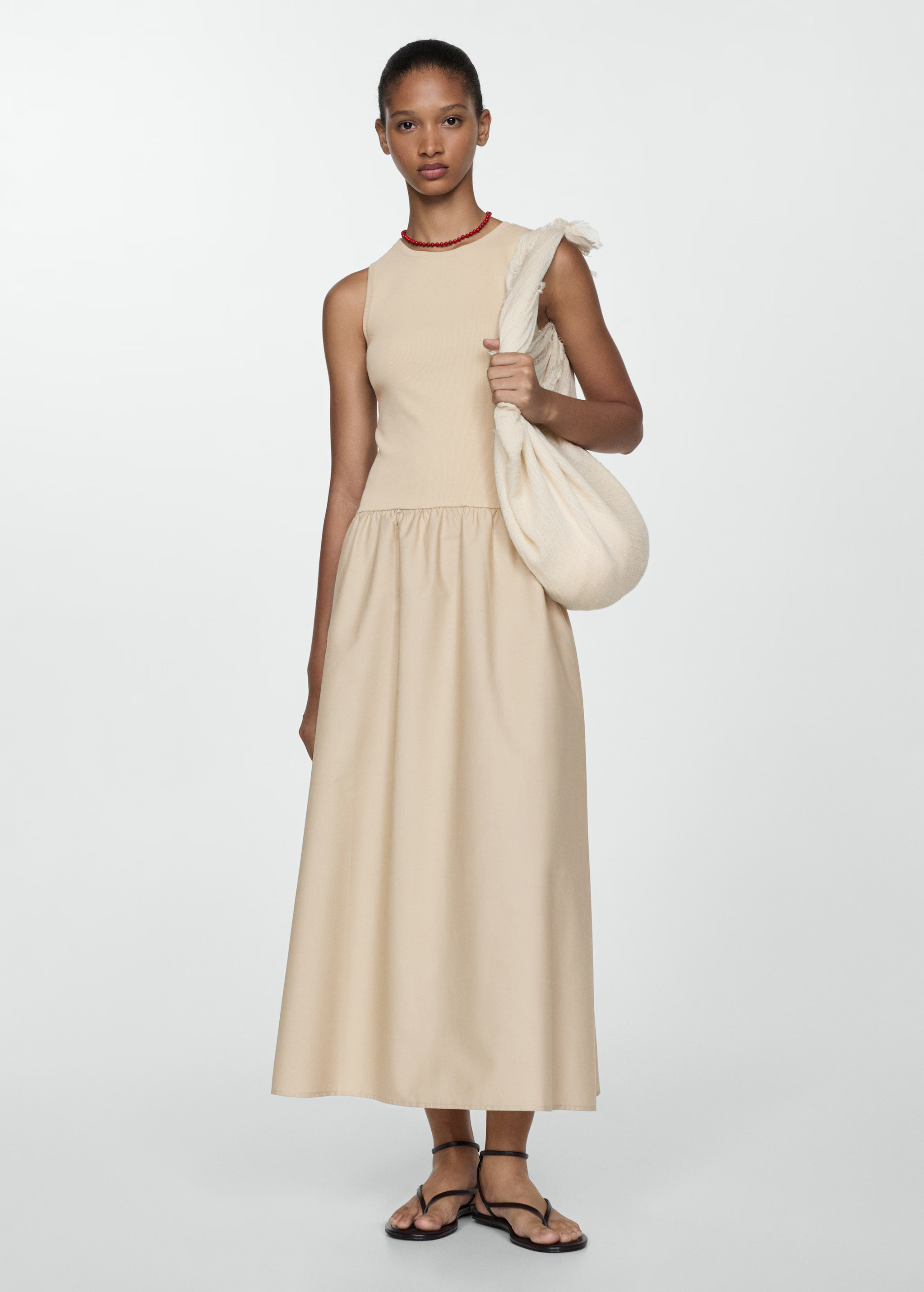 Vestido evasé combinado | MANGO (US)