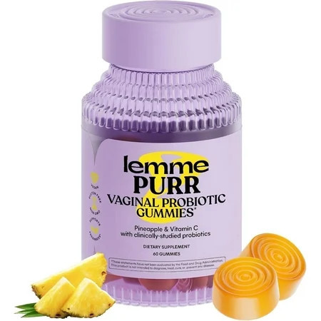 Lemme Purr Vaginal Probiotic Gummies for Women - Balanced pH, Healthy Odor, Yeast Balance & Flora Support + Vitamin C for Immune Health - Tasty Pineapple, 60 Count | Walmart (US)