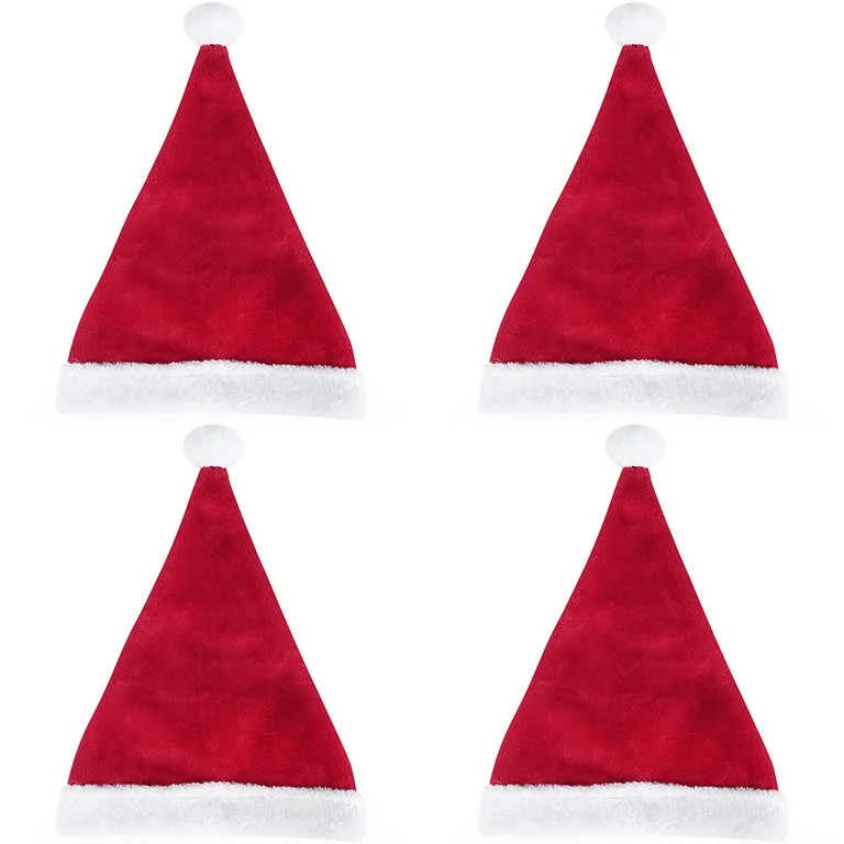 Holiday Time Child Size Classic Bright Red & White Christmas Santa Hat, Set of 4 | Walmart (US)