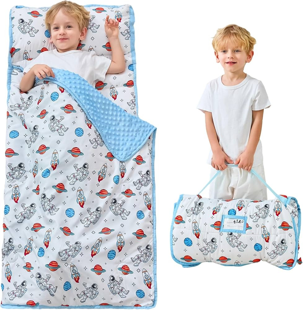 Lasoftan Toddler Nap Mat with Pillow and Blanket, Extra Large Rolled Napping Mats,Slumber Bags fo... | Amazon (US)
