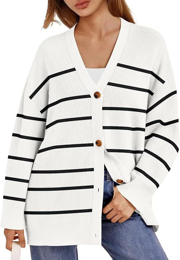 EFAN Womens Cardigan 2024 Open Front Oversized Button Lightweight Sweaters V Neck Loose Cardigans... | Amazon (US)