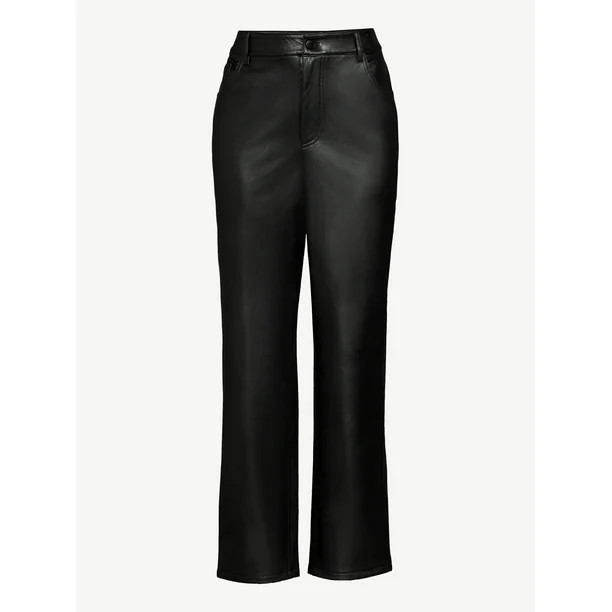 Scoop Women's Faux Leather Relaxed '90s Pants - Walmart.com | Walmart (US)