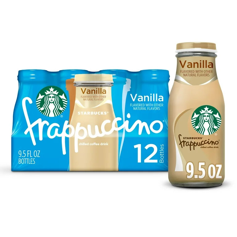 Starbucks Frappuccino Vanilla Iced Coffee Drink, 9.5 fl oz 12 Pack Bottles | Walmart (US)