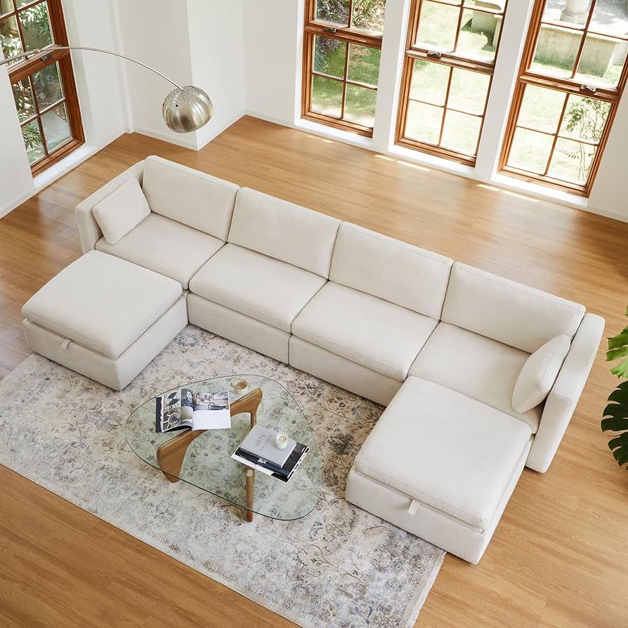 CHITA Oversized Modular Sectional Fabric Sofa Set, Extra Large U Shaped Couch with Reversible Cha... | Amazon (US)