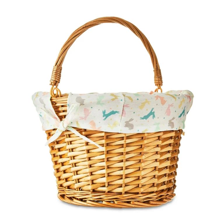 Easter Natural Willow Basket with Bunny Liner, by Way To Celebrate - Walmart.com | Walmart (US)