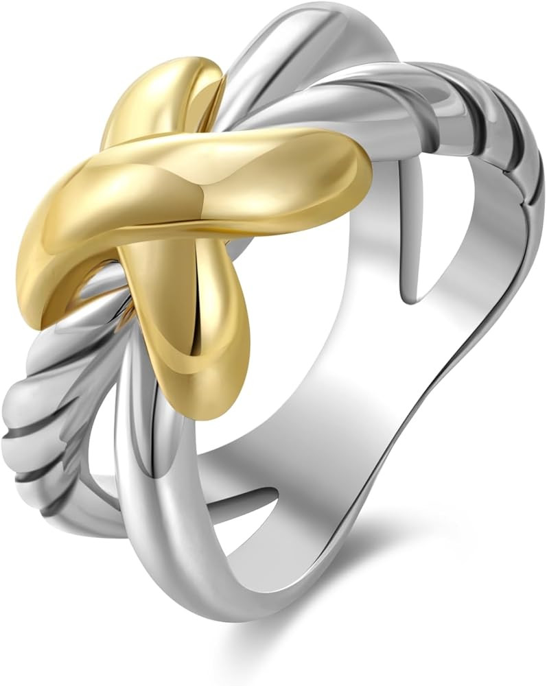 Mytys Gold and Silver Statement Rings for Women Wire Intertwined Design 18K Gold Plated Cocktail ... | Amazon (US)