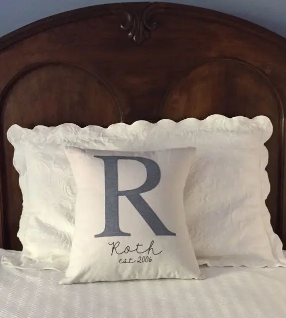Initial pillow, Wedding Date Gift, Anniversary Gift, monogram pillow, Personalized Couple Gift | Etsy (US)