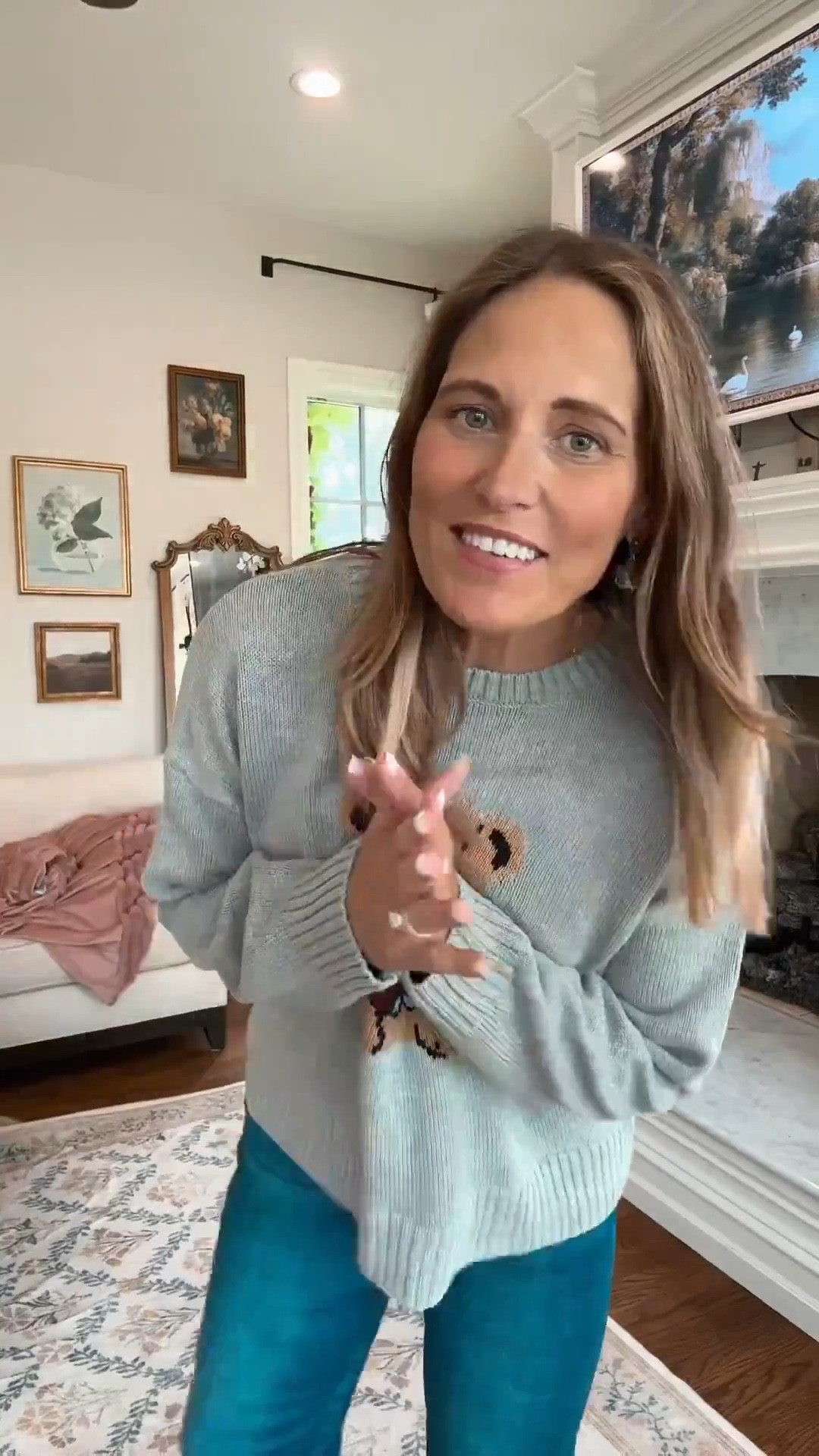 We love this sweater from Social Threads! It has a teddy bear graphic that feels chic and preppy! Would look great with a white collared top layered underneath it! 

#LTKOver40 #LTKSeasonal #LTKMidsize