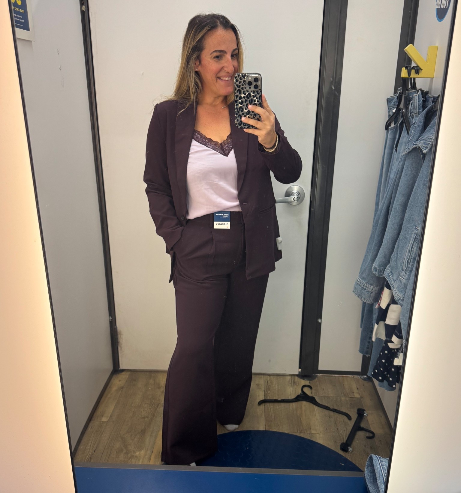 The color of this set is absolutely stunning! Pictures don’t do it justice.
I think all run tts. If you’re in between in trousers I recommend sizing up. 
Size medium for the blazer
Size medium for the camisole
Size 10 for the trousers.

#LTKOver40 #LTKStyleTip #LTKWorkwear
