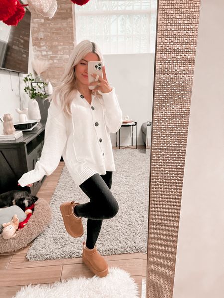 40% off Goodnight macaroon cozy sweater 🤍 Valentine’s Day , winter outfit , spring outfit , cardigan , leggings , Uggs , boots , cozy outfit , casual outfit 

#LTKstyletip #LTKFind #LTKU