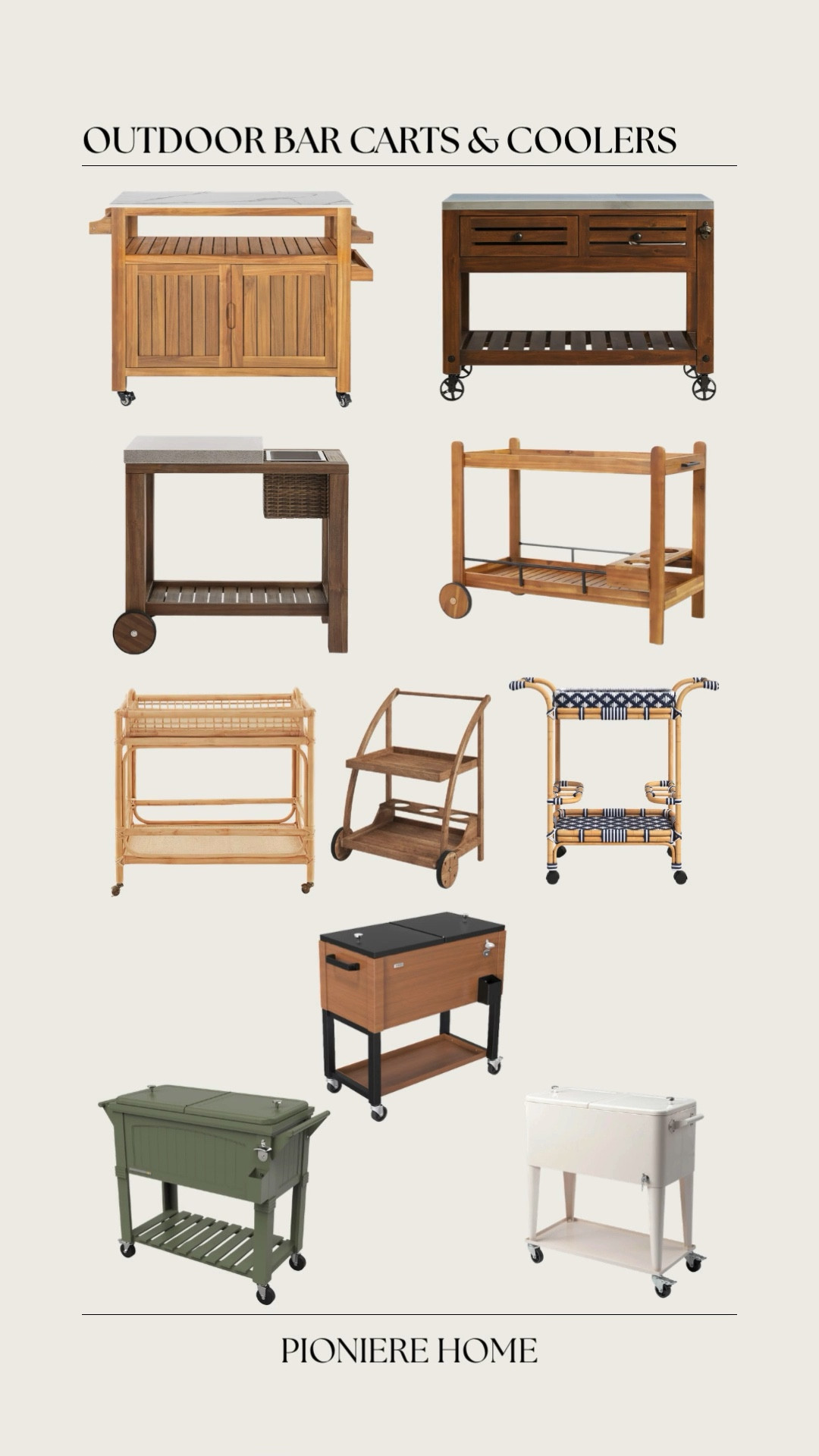 Outdoor bar carts and coolers. Get ready for summer entertaining outdoor rolling carts, woven bar cart, outdoor coolers on wheels, outdoor kitchens 

#LTKSeasonal #LTKSaleAlert #LTKHome