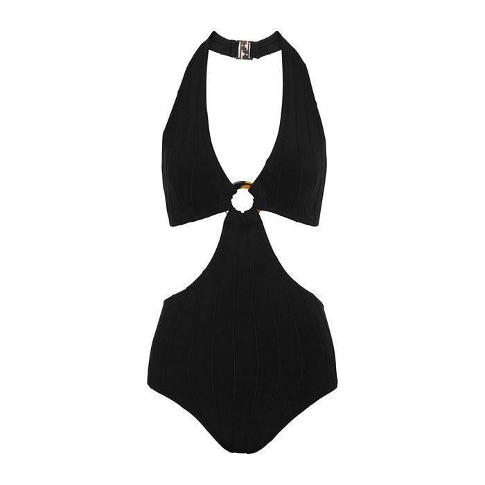 Hunza G Ursula Black Cut-out Seersucker Swimsuit | Harvey Nichols (Global)