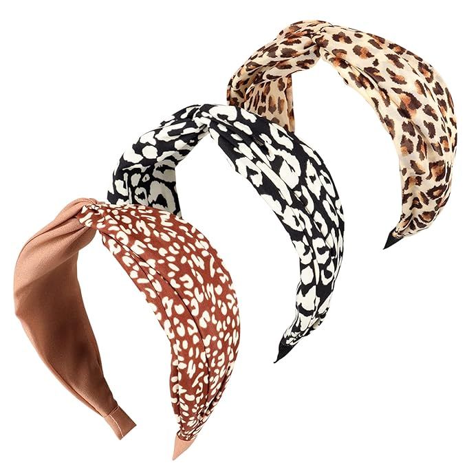 Knotted Headbands Hair Bands for Women Girls Cheetah Tiaras Womens Wide Padded Beach Print Hairba... | Amazon (US)