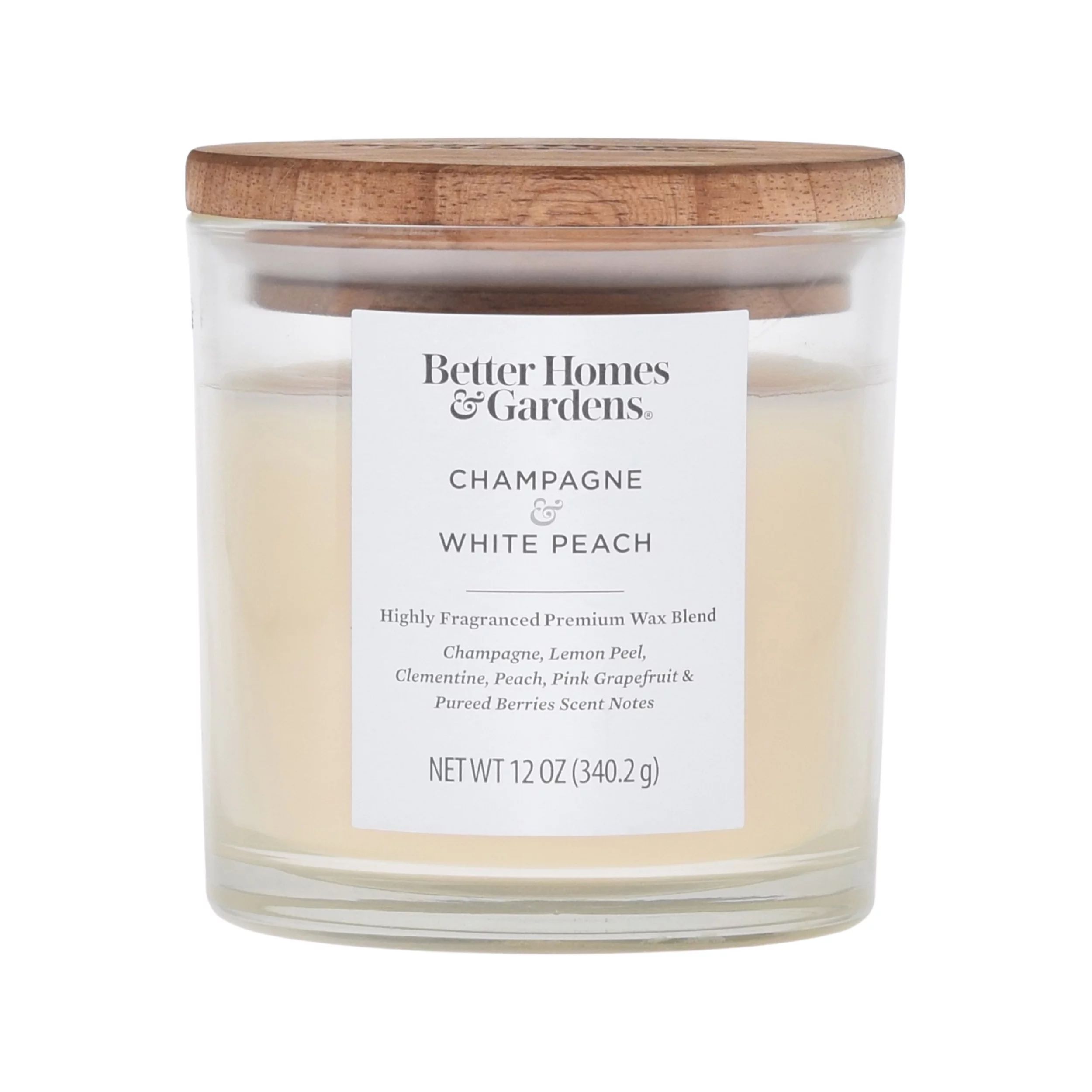 Better Homes & Gardens 12oz Champagne & White Peach Scented 2-Wick Ombre Jar Candle | Walmart (US)