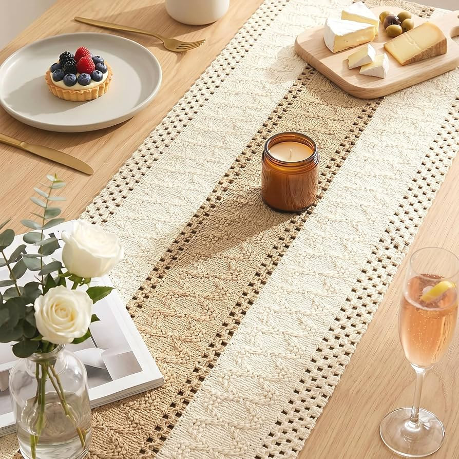 Boho Table Runner 72 inches with Tassels for Farmhouse Dining Table Decor | Amazon (US)