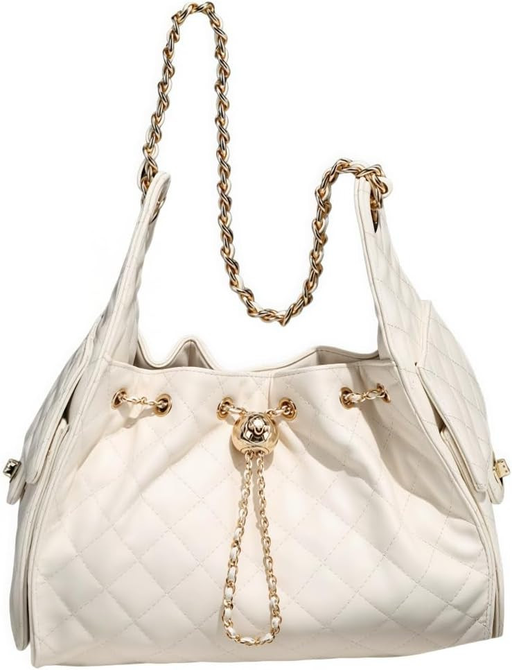 Women’s Classic Quilted Shoulder Bags Chain Strap Handbags Suede Tote Crumpled Purse Slouchy Hobo Bag | Amazon (US)