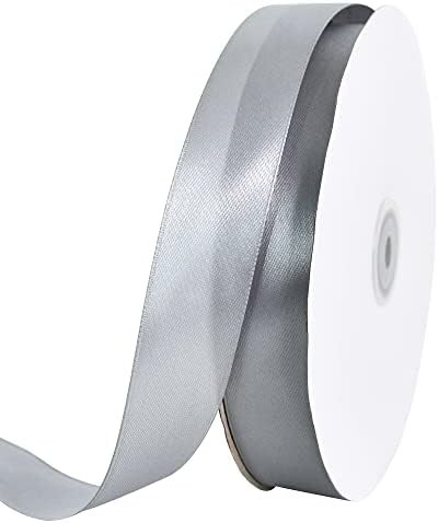 TONIFUL 1 Inch x 100yds Silver Satin Ribbon, Thin Solid Color Satin Ribbon for Gift Wrapping, Cra... | Amazon (US)