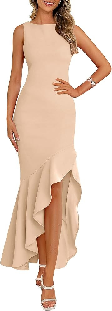 PRETTYGARDEN Women's Summer Bodycon Maxi Dress 2025 Sleeveless Ruffle Mermaid Cocktail Wedding Gu... | Amazon (US)