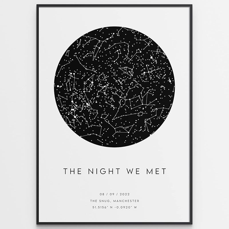 Custom Star Map Print - Night We Met - Anniversary Gift Romantic - Night Sky Constellation Print ... | Amazon (UK)