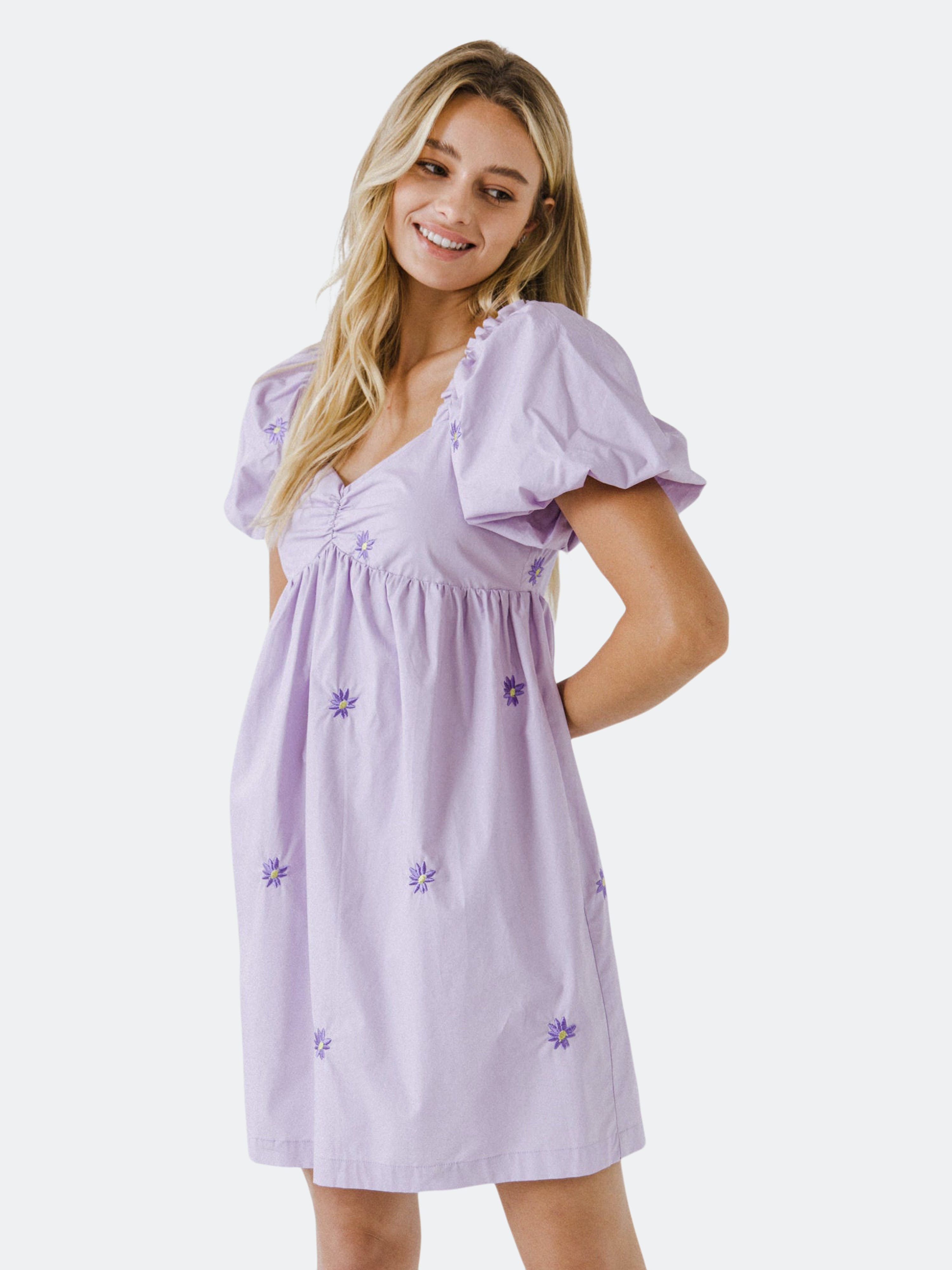 Floral Embroidery Babydoll Dress - M | Verishop