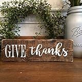 Give Thanks Wooden Farmhouse Small Standing Block Sign 8 inches x 2 inches | Amazon (US)
