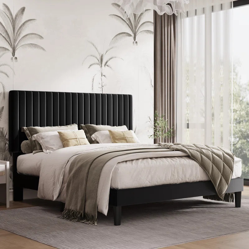 Dunphy Upholstered Platform Bed with Adjustable Headboard | Wayfair North America