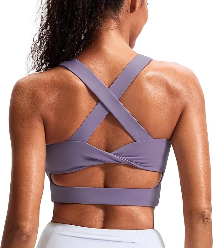 Sports Bras for Women Criss-Cross Back Padded Workout Tank Tops Medium Support Crop Tops for Wome... | Amazon (US)