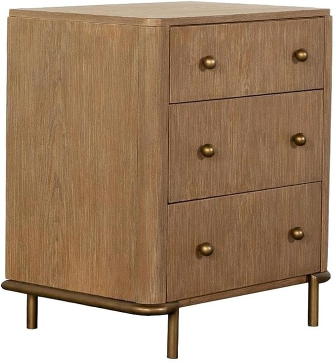 MAKLAINE 3-Drawer Contemporary Wood Nightstand in Sand Wash Finish | Amazon (US)