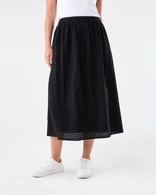 Brand New - Black Broderie Maxi Skirt - Size 14 | eBay AU