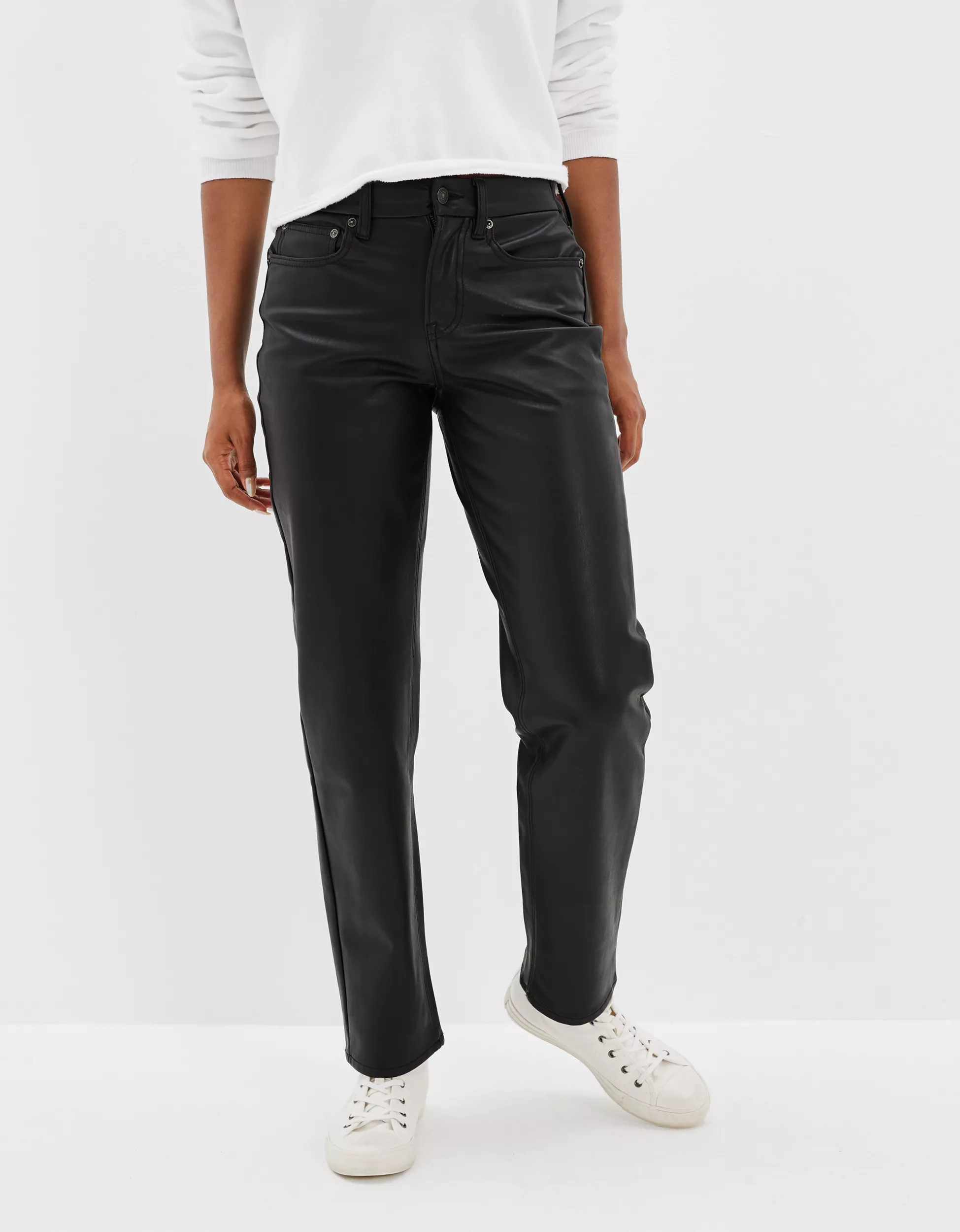AE Stretch Vegan Leather '90s Straight Pant | American Eagle Outfitters (US & CA)