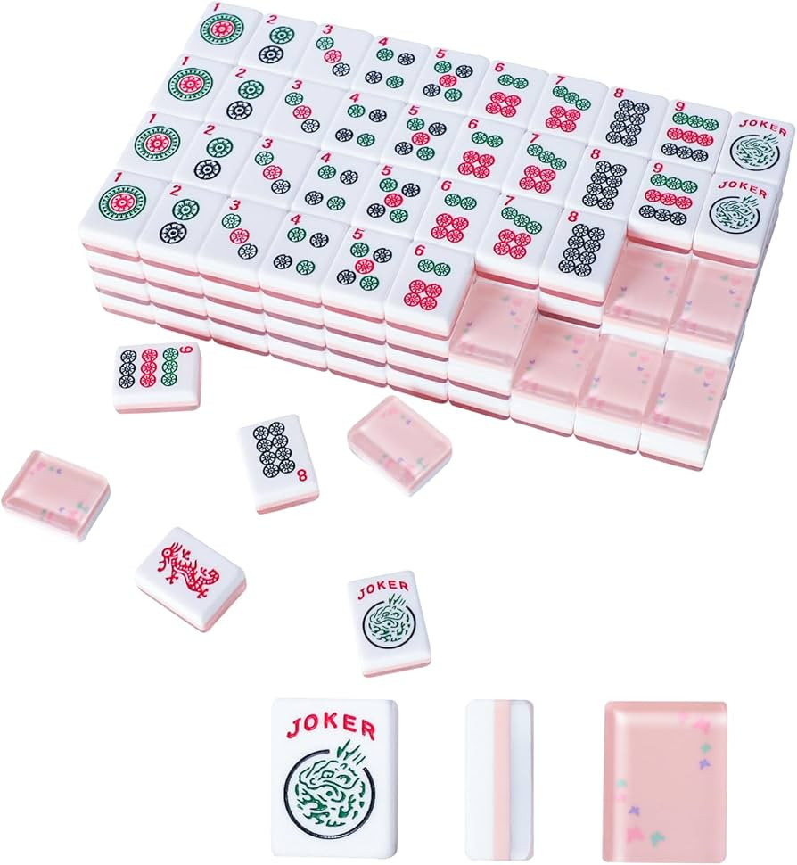 American Mahjong Set with 166 Quality Acrylic Tiles (1.2" Pink), Mah Jongg Game Set | Amazon (US)