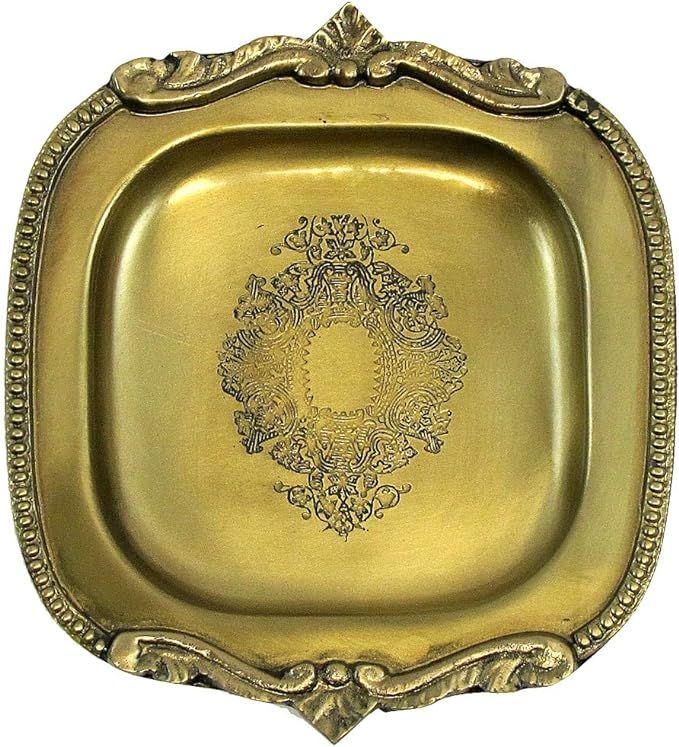 TG,LLC Treasure Gurus Vintage Decorative Brass Coin Tray Embossed Jewelry Ring Dish Trinket Holde... | Amazon (US)