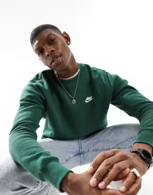 Nike Club fleece sweatshirt in khaki | ASOS (Global)