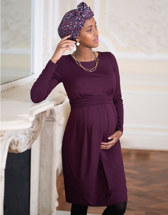 Burgundy Stretch Jersey Maternity & Nursing Dress | Seraphine US
