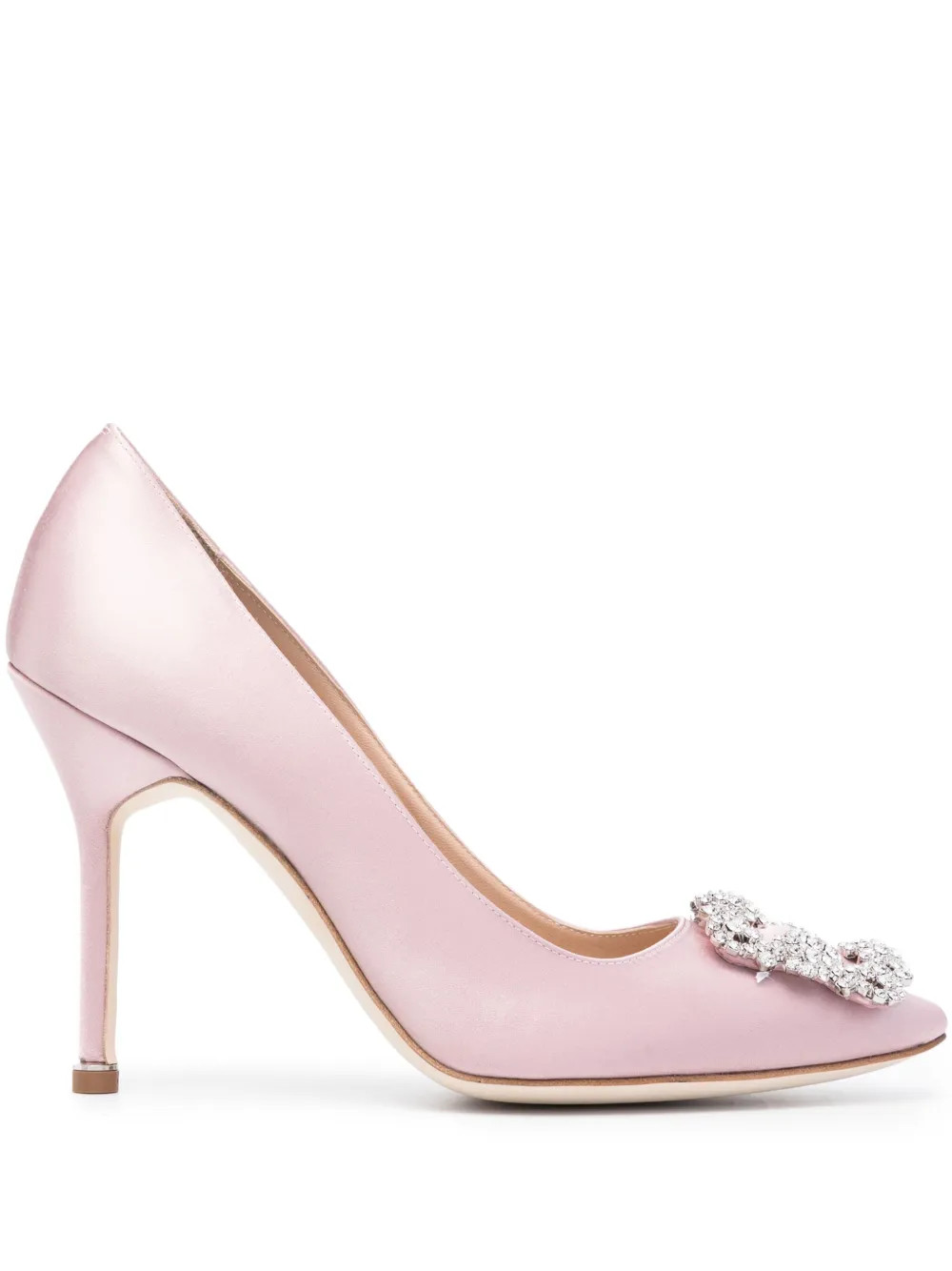 Manolo Blahnik Hangisi 110mm crystal-buckle Satin Pumps  - Farfetch | Farfetch Global
