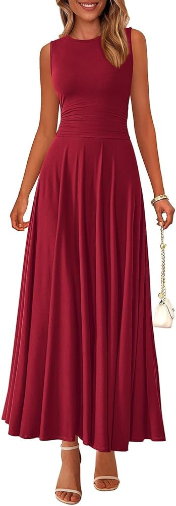 PRETTYGARDEN Womens Summer Dresses 2025 Casual Sleeveless Crewneck Aline Maxi Dress Stretch Tank ... | Amazon (US)