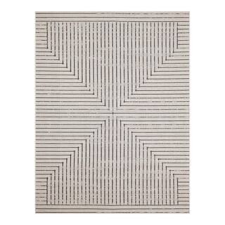 Hampton Bay Avondale Beige 8 ft. x 10 ft. Striped Indoor/Outdoor Area Rug 3124333 - The Home Depo... | The Home Depot