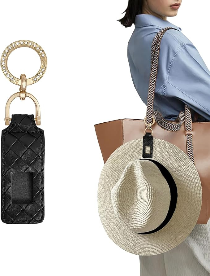 Hat Clip for Travel on Bag Backpack Luggage Fashion PU Leather Non-Magnetic Elastic Hats Holder S... | Amazon (US)