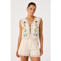 ASTR the Label | Amina Floral Embroidered Vest in Cream multi floral | Size S | ASTR The Label (US)