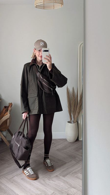 Mum outfit - activewear - gym leggings - varley sweatshirt - wax jacket -new era cap - Adidas Spezial - casual outfit - loungewear 

#LTKActive #LTKfitness #LTKeurope