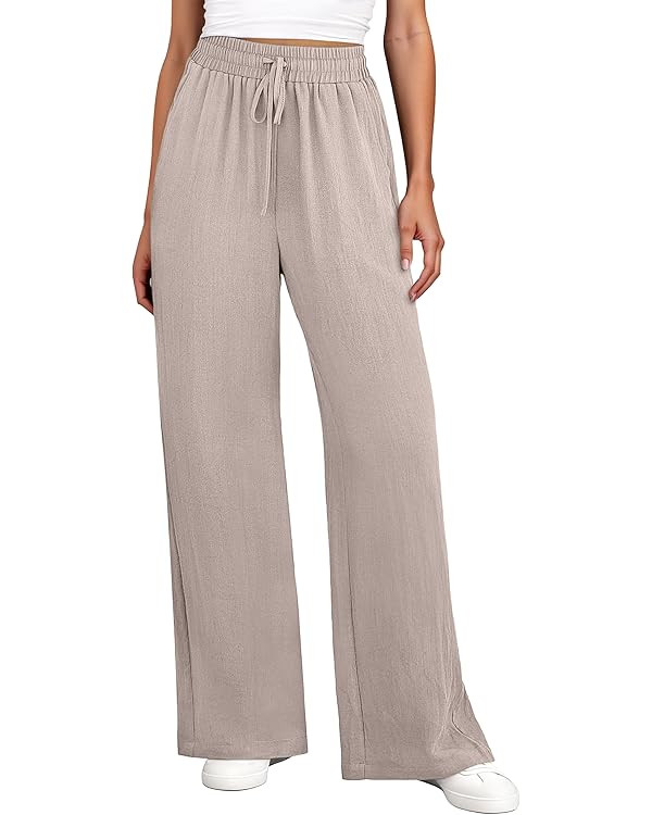 ANRABESS Women Wide Leg Palazzo Pants 2026 Summer Casual Loose Elastic High Waisted Flowy Lounge ... | Amazon (US)