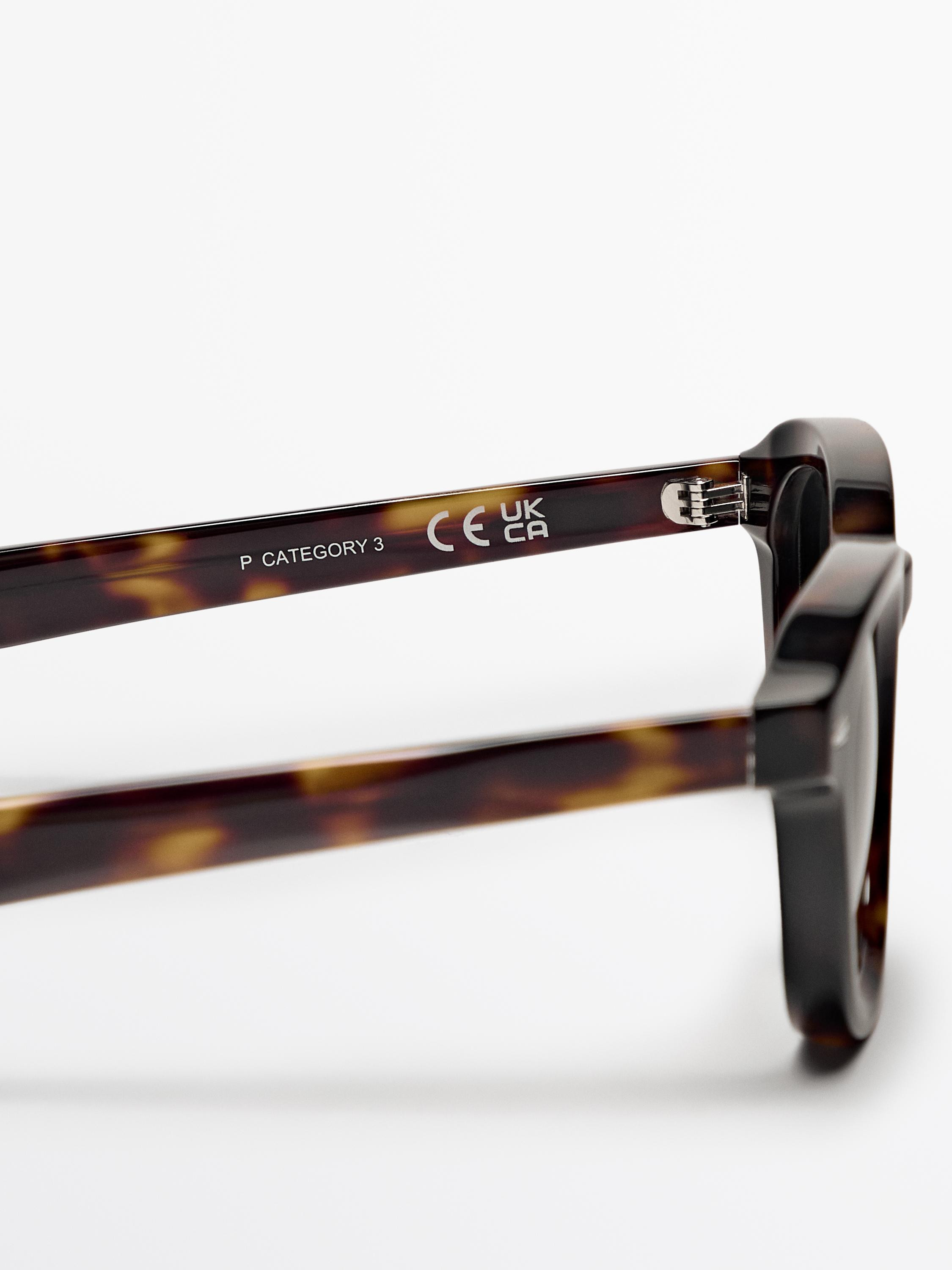 Round tortoiseshell-effect sunglasses | Massimo Dutti UK