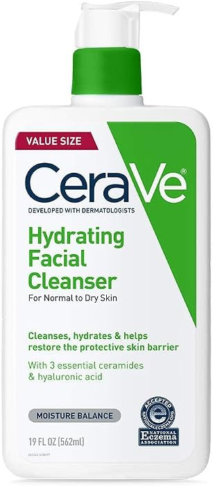 CeraVe Hydrating Facial Cleanser, Moisturizing Face Wash For Dry Skin, Hyaluronic Acid + Ceramide... | Amazon (US)