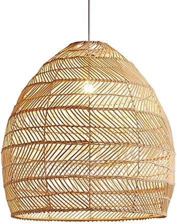 Tiamu Rattan Lamp Pendant Light Vintage Hanging Lamp Shades E27 Living Room Dining Room Home Decor C | Amazon (US)