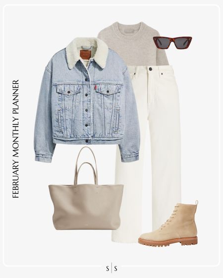 Monthly outfit planner: FEBRUARY: Winter looks | white wide leg jean, lace boot, tote bag, Sherpa lined denim jacket, fisherman sweaterr

See the entire calendar on thesarahstories.com ✨ 


#LTKstyletip