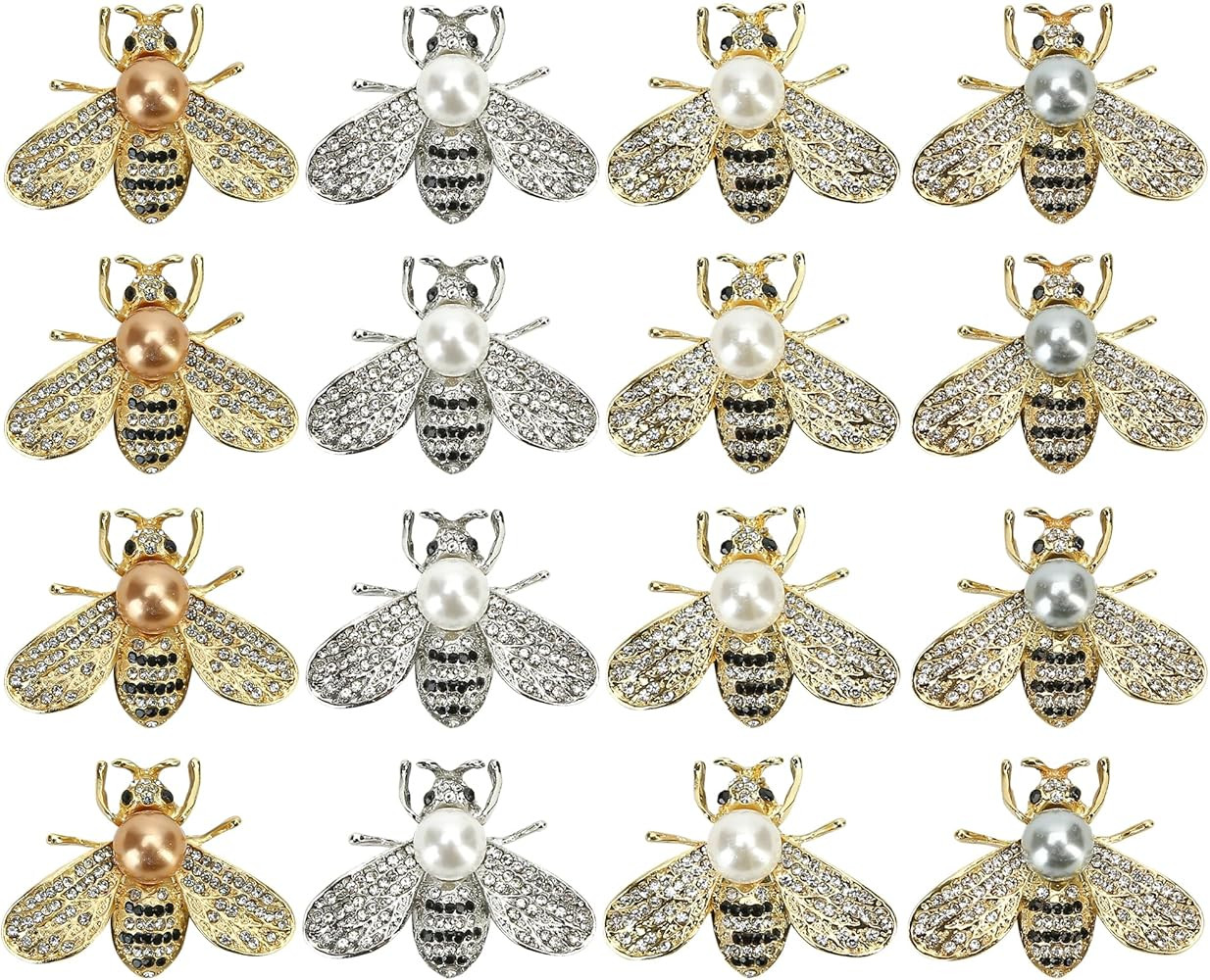 16 PCS Honey Bee Brooch Pins Bulk - Gold Designer Brooches for Women - Crystal Insect Themed with... | Amazon (US)