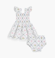 The Baby Ellie Nap Dress - Butterfly Trellis Cotton Poplin | Hill House Home