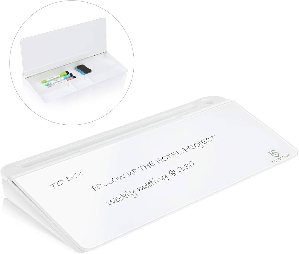 Small Glass Desktop Whiteboard Dry-Erase-Board - Computer Keyboard Stand White Board Surface Pad ... | Amazon (US)