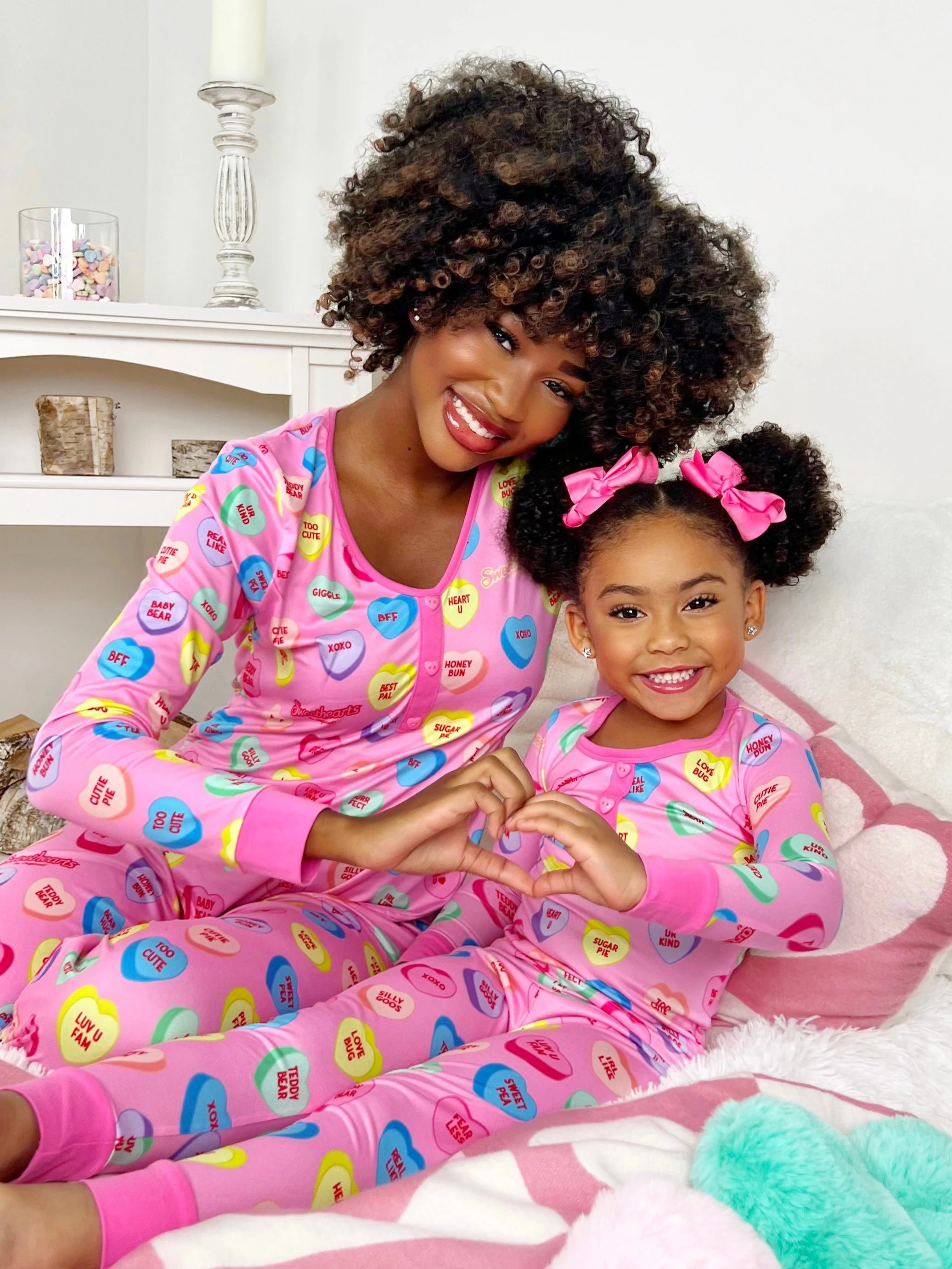 Sweethearts x Mia Belle Mommy and Me UR SWEET Pink Pajamas | Mia Belle Girls